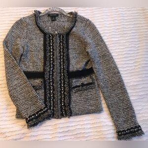 White House Black Market Dress Jacket Belted Waist Hidden Zipper Size XS